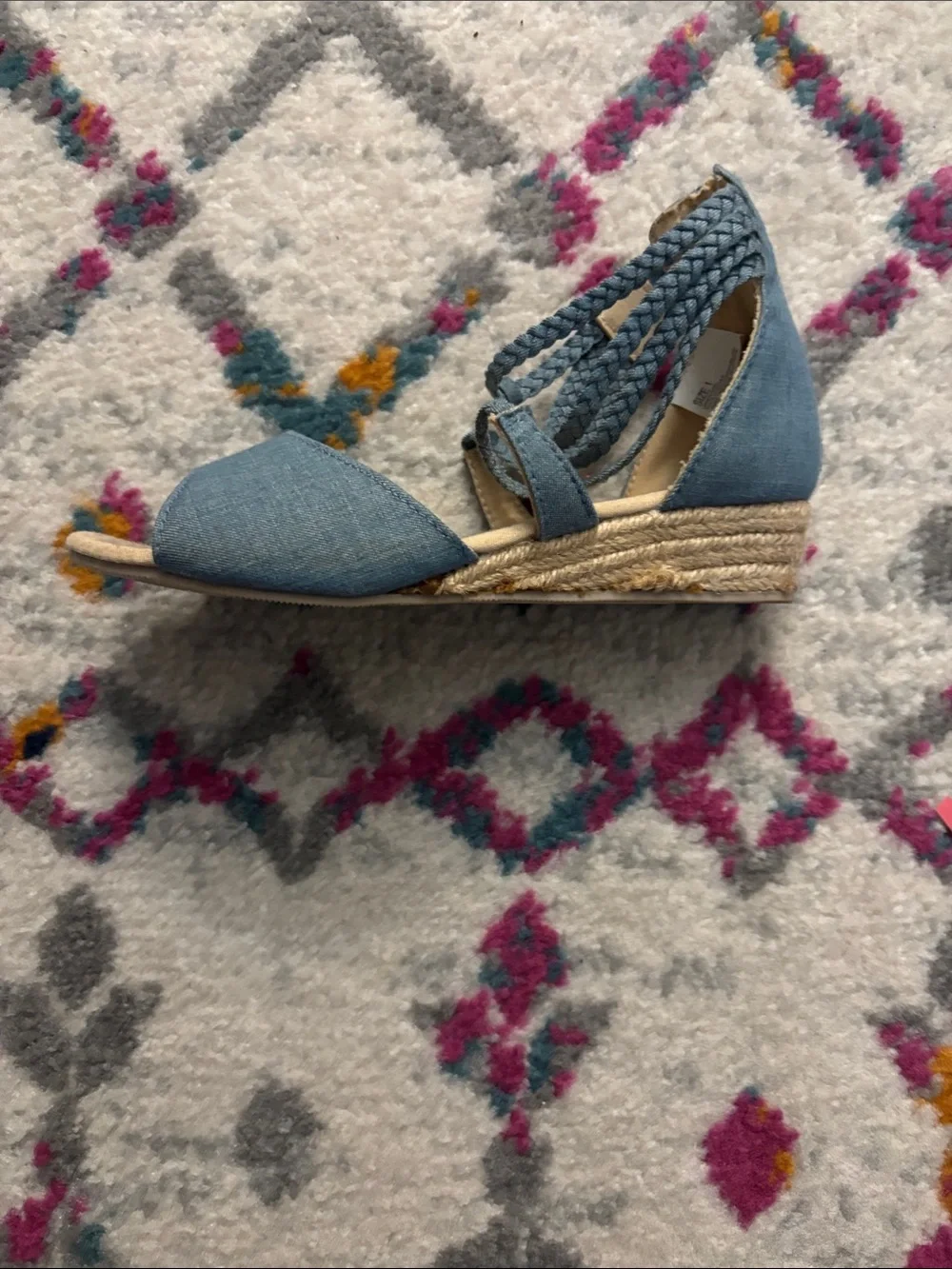 Gymboree Denim Blue Braided Ankle-Tie Sandals